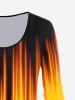 Halloween Long Sleeve Pumpkin Cat Print Tee -  