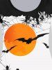 Halloween Long Sleeve Spider Moon Bat Print Tee -  