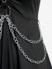 Gothic Chains O Ring Ruched High Low Dress -  