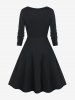 Gothic Lace Panel Grommets Buckled Fit and Flare Dress -  