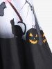 Halloween Pumpkin Bats Cat Skull Printed Raglan Sleeves Tee -  