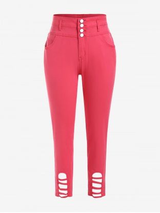 Plus Size High Waisted Ladder Cut Colored Jeans
