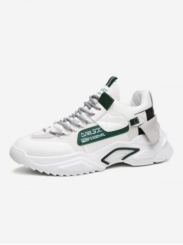 Letter Colorblock Chunky Soles Sneakers - GREEN - EU 41