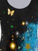 T-shirt à Imprimé Brillant 3D Etoile Brésilienne Papillon de Grande Taille à Manches Longues - Noir 