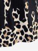 Plus Size Leopard Print Raglan Sleeve T-shirt -  