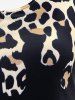 T-shirt à Imprimé Léopard de Grande Taille à Manches Raglan - Noir 5x | US 30-32