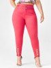 Plus Size High Waisted Ladder Cut Colored Jeans -  