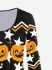 Halloween Pumpkin Star Print Zigzag T-shirt -  