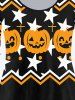 Halloween Pumpkin Star Print Zigzag T-shirt -  