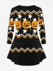 T-shirt D'Halloween Zigzag à Imprimé Etoile Citrouille - Noir 5x | US 30-32