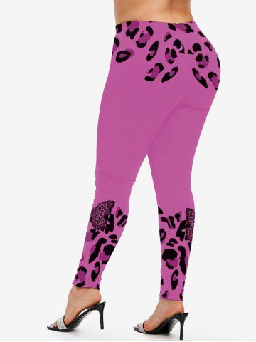Plus Size Butterfly Leopard Print Skinny Leggings