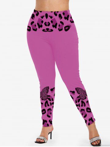Plus Size Butterfly Leopard Print Skinny Leggings