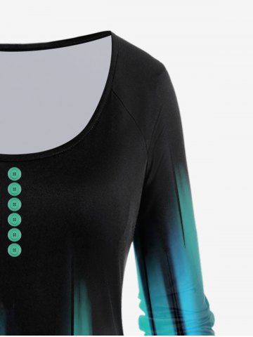 Plus Size Light Beam Print Raglan Sleeve T-shirt