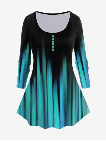 Plus Size Light Beam Print Raglan Sleeve T-shirt