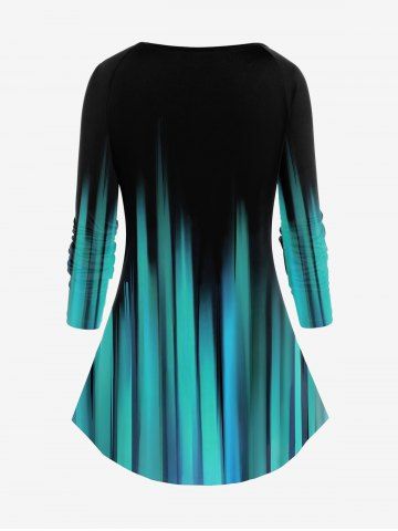 Plus Size Light Beam Print Raglan Sleeve T-shirt