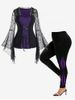 Gothic Bell Sleeve Skull Lace Lacing Tee and Skinny Leggings Outfit -  