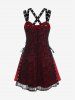 Gothic Skull Lace Grommets Crisscross Lace-up Dress -  