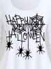 Halloween Long Sleeve Spiders Web Print T-shirt -  