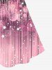 Plus Size 3D Sparkles Pinstripes Printed Crisscross A Line Sleeveless Dress -  