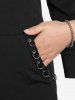 Plus Size Metal Ring Pockets Zip Up Hoodie -  