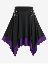 Gothic Buckles Two Tone Double Layered Handkerchief Skirt -  