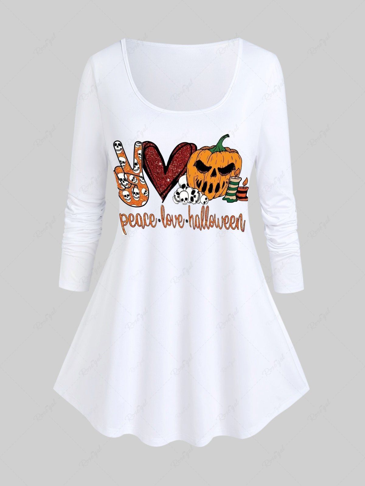 T-shirt D'Halloween à Imprimé Graphique Amusant Blanc 5x | US 30-32