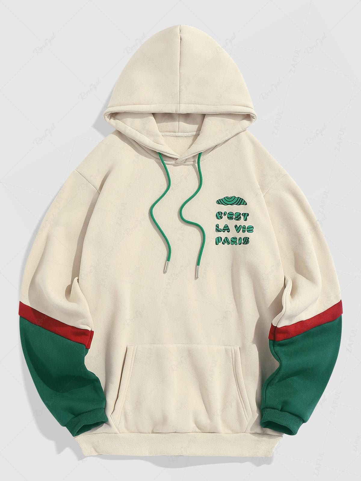 Unique Colorblock Graphic Hoodie  