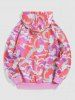 Sweat à Capuche Camouflage Brodé à Doublure en Laine - Rose clair XL