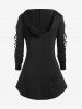 Gothic Open Shoulder Crisscross Hooded Ripped Top -  