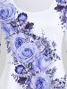 T-shirt à Imprimé Rose à Manches Longues Grande Taille - Violet clair 5x | US 30-32