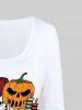 T-shirt D'Halloween à Imprimé Graphique Amusant - Blanc 5x | US 30-32