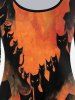 Halloween Raglan Sleeve Cat Print T-shirt -  
