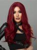 Perruque Synthétique Longue Ondulée Rouge de Vin Cosplay pour Halloween - Rouge Vineux Ensemble de 1 Pièce 24 pouces
