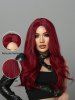 Perruque Synthétique Longue Ondulée Rouge de Vin Cosplay pour Halloween - Rouge Vineux Ensemble de 1 Pièce 24 pouces