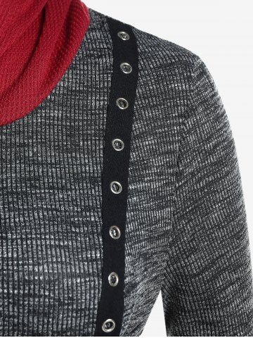 Gothic Lace-up Colorblock Hooded Thumb Hole Tee