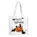 Halloween Pumpkins Bats Cat Canvas Tote Bag - Blanc 