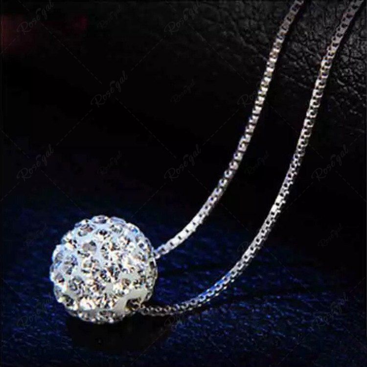 Shop Sparkle Rhinestone Ball Pendant Necklace  