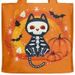 Halloween Skeleton Cat Pumpkin Print Canvas Tote Bag - Orange 