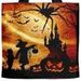 Halloween Pumpkin Bats Spiders Web Canvas Bag - Orange 