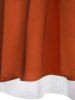 Vintage Colorblock Lace Ruffle Mesh Grommet A Line Dress -  