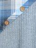 Robe Mi-Longue Mouchoir Tricotée à Carreaux Grande Taille à Col Oblique - Bleu clair S | US 8