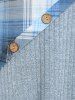 Robe Mi-Longue Mouchoir Tricotée à Carreaux Grande Taille à Col Oblique - Bleu clair M | US 10