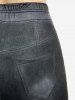 Legging Moulant à Imprimé 3D Jean de Grande Taille - Noir 2x | US 18-20