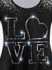 Plus Size Long Sleeve Sparkle LOVE Print T-shirt -  