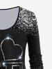 Plus Size Long Sleeve Sparkle LOVE Print T-shirt -  