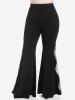 Plus Size Hollow Out Pull On Flare Pants -  