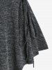 T-shirt à Capuche en Blocs de Couleurs Grande Taille à Lacets Trou pour Pouce - Noir 1x | US 14-16
