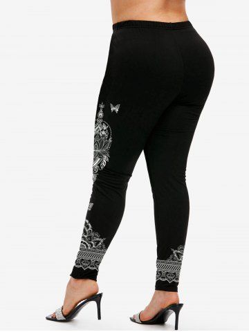 Plus Size High Waist Tribal Print Skinny Leggings