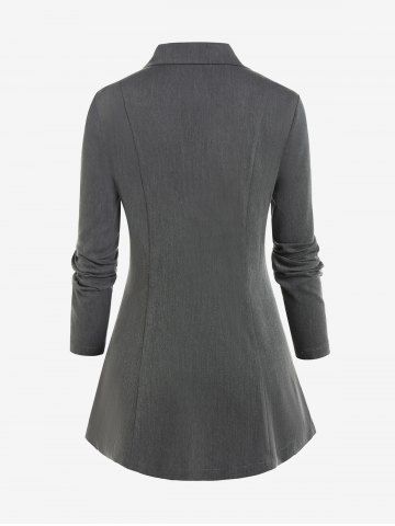 Plus Size Flap Pockets Single Button Long Sleeves Blazer