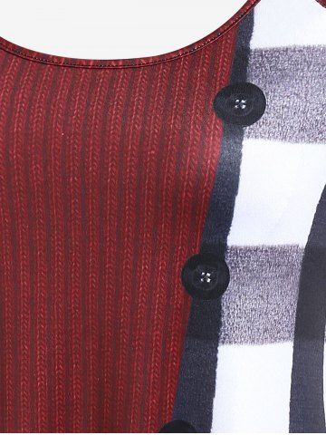 Plus Size Raglan Sleeve Plaid 3D Ribbed Print Tee